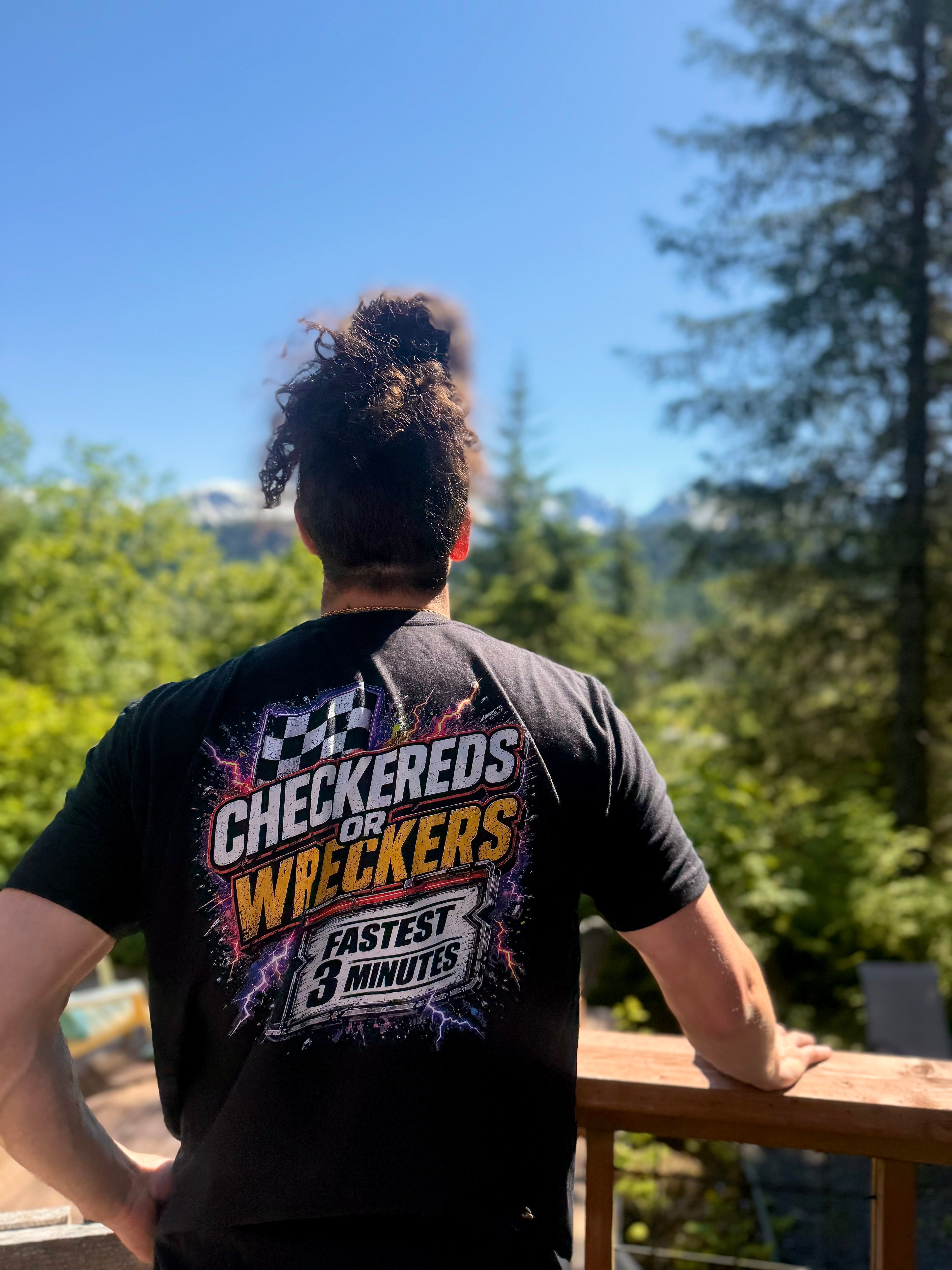 Checkereds or Wreckers – BLACK Fastest 3 Minutes Tee (Unisex)