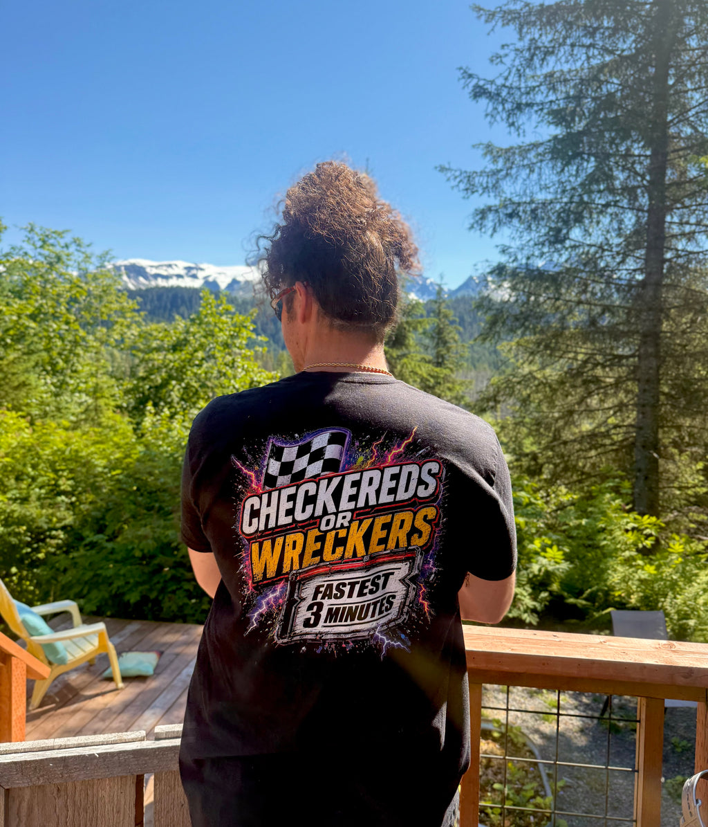 Checkereds or Wreckers – BLACK Fastest 3 Minutes Tee (Unisex)